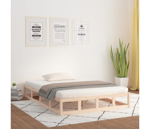 Estructura de cama doble pequeña de madera maciza 120x190 cm