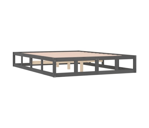 Estructura de cama doble madera maciza gris 135x190 cm