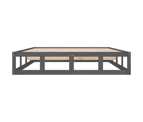 Estructura de cama doble madera maciza gris 135x190 cm
