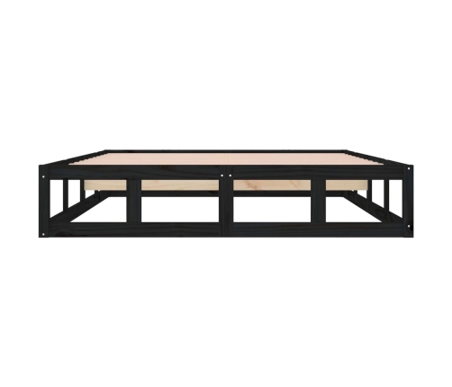 Estructura de cama doble de madera maciza negro 135x190 cm