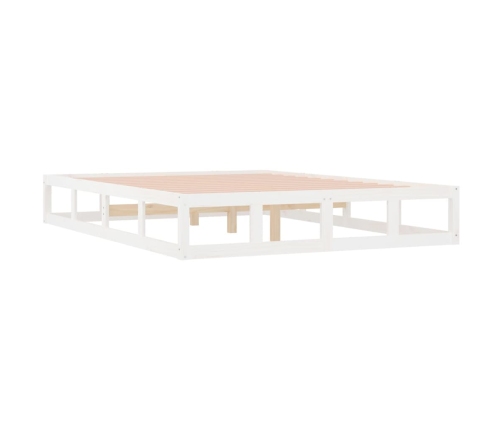 Estructura de cama de madera maciza blanca 140x190 cm