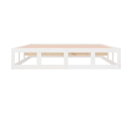 Estructura de cama de madera maciza blanca 140x190 cm