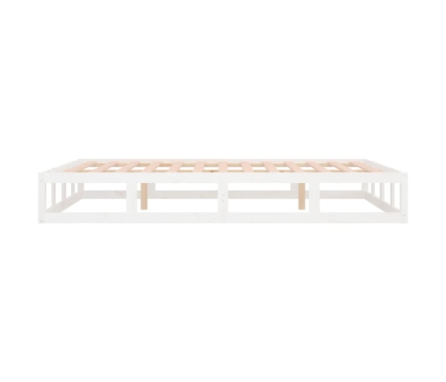 Estructura de cama de madera maciza blanca 140x190 cm