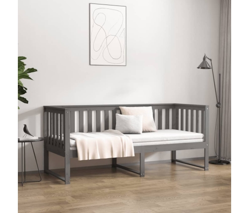 Sofá cama sin colchón madera maciza de pino gris 80x200 cm