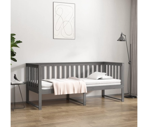 Sofá cama sin colchón madera maciza de pino gris 80x200 cm