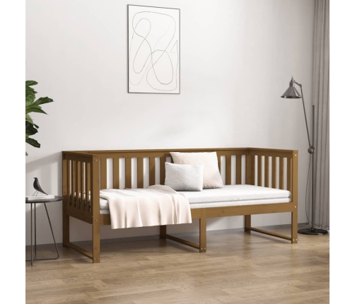 Sofá cama sin colchón madera maciza pino marrón miel 80x200 cm