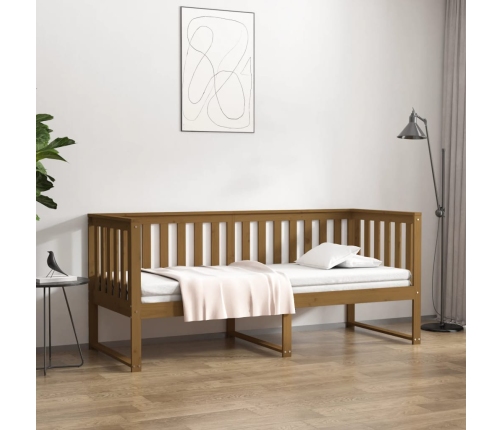 Sofá cama sin colchón madera maciza pino marrón miel 80x200 cm