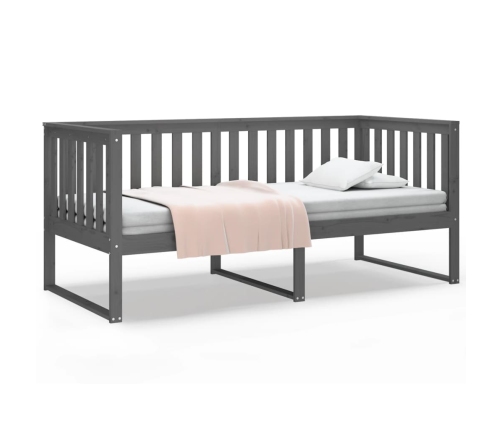 Sofá cama sin colchón madera maciza de pino gris 90x190 cm