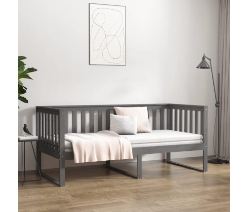 Sofá cama sin colchón madera maciza de pino gris 90x190 cm