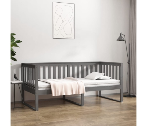 Sofá cama sin colchón madera maciza de pino gris 90x190 cm