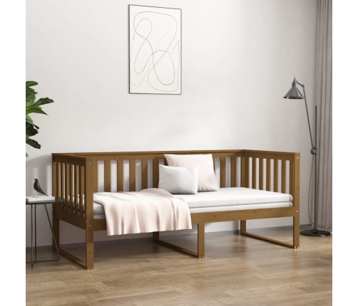 Sofá cama sin colchón madera maciza pino marrón miel 90x190 cm