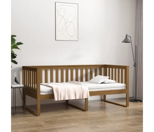 Sofá cama sin colchón madera maciza pino marrón miel 90x190 cm