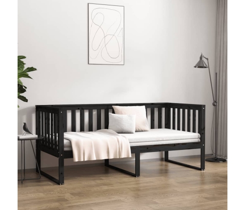 Sofá cama de madera maciza de pino negro 100x200 cm