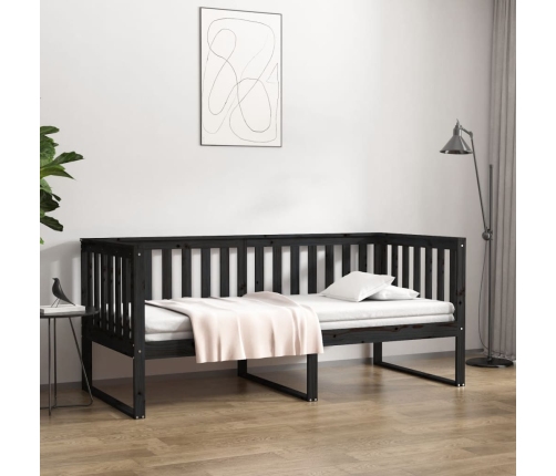 Sofá cama de madera maciza de pino negro 100x200 cm