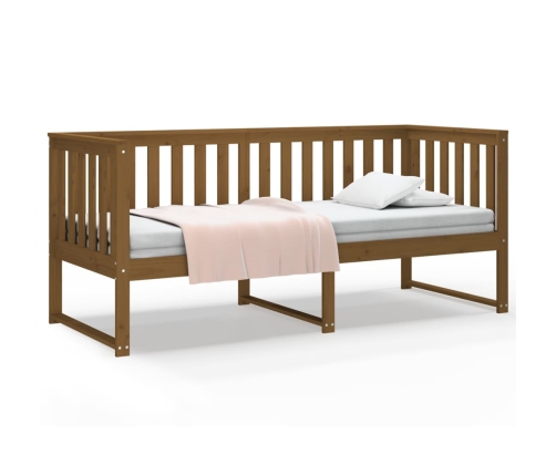 Sofá cama de madera maciza de pino marrón miel 75x190 cm