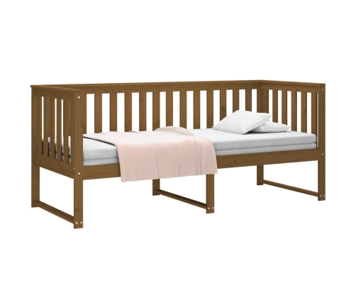 Sofá cama de madera maciza de pino marrón miel 75x190 cm