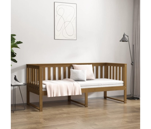 Sofá cama de madera maciza de pino marrón miel 75x190 cm