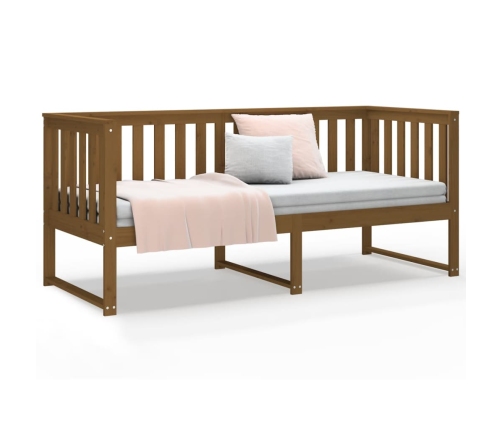 Sofá cama de madera maciza de pino marrón miel 75x190 cm