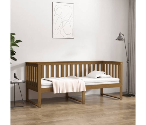 Sofá cama de madera maciza de pino marrón miel 75x190 cm