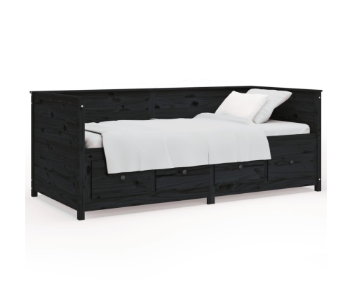 Sofá cama de madera maciza de pino negro 100x200 cm