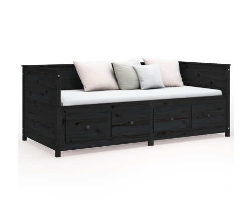 Sofá cama de madera maciza de pino negro 100x200 cm