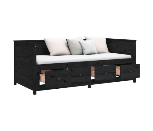 Sofá cama de madera maciza de pino negro 100x200 cm