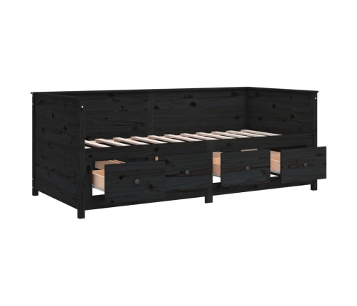 Sofá cama de madera maciza de pino negro 100x200 cm