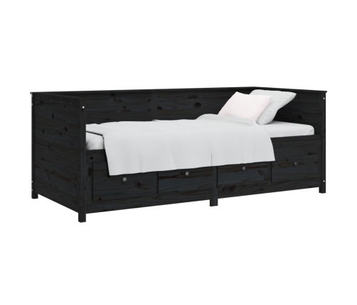 Sofá cama madera maciza de pino negro 90x200 cm