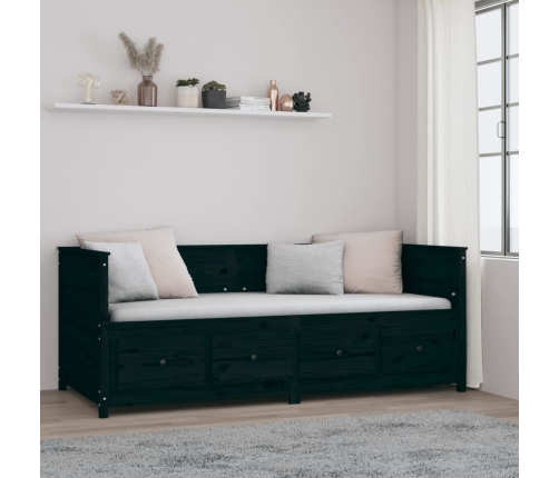 Sofá cama madera maciza de pino negro 90x200 cm