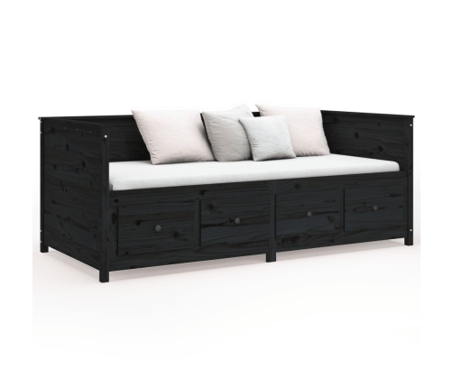 Sofá cama madera maciza de pino negro 90x200 cm