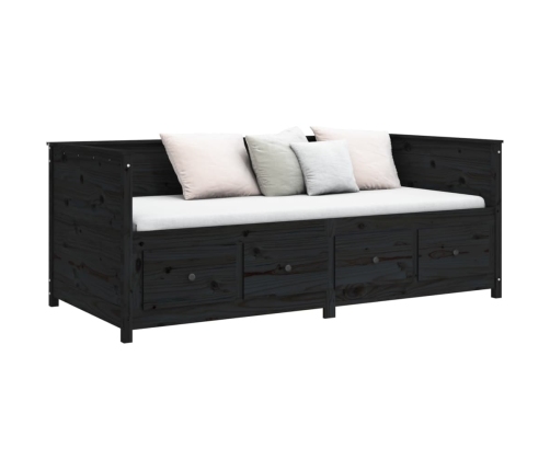 Sofá cama madera maciza de pino negro 90x200 cm