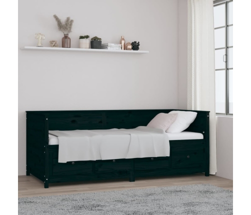 Sofá cama madera maciza de pino negro 90x200 cm