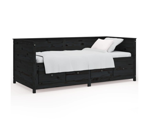 Sofá cama sin colchón madera maciza de pino negro 90x190 cm