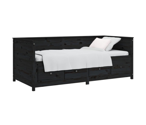 Sofá cama sin colchón madera maciza de pino negro 90x190 cm