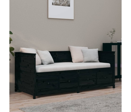 Sofá cama sin colchón madera maciza de pino negro 90x190 cm