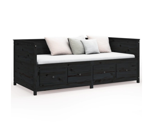 Sofá cama sin colchón madera maciza de pino negro 90x190 cm