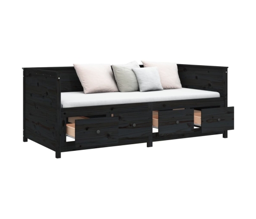 Sofá cama sin colchón madera maciza de pino negro 90x190 cm