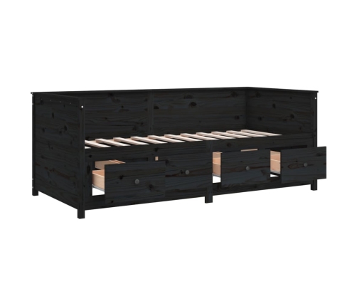 Sofá cama sin colchón madera maciza de pino negro 90x190 cm