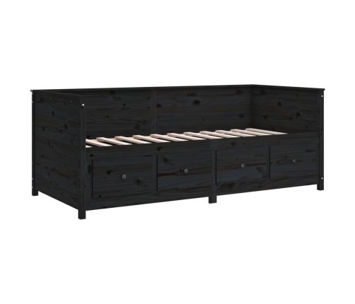 Sofá cama sin colchón madera maciza de pino negro 90x190 cm