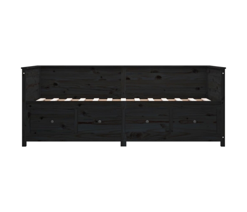 Sofá cama sin colchón madera maciza de pino negro 90x190 cm