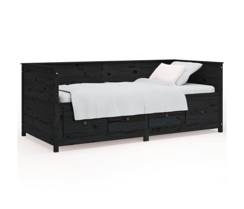 Sofá cama madera maciza de pino negro 75x190 cm