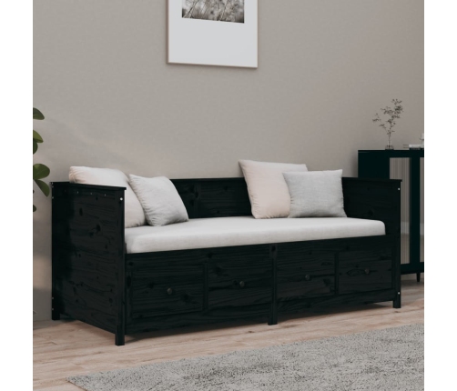 Sofá cama madera maciza de pino negro 75x190 cm