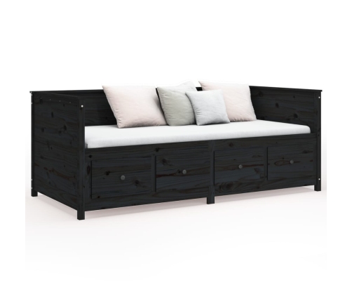 Sofá cama madera maciza de pino negro 75x190 cm