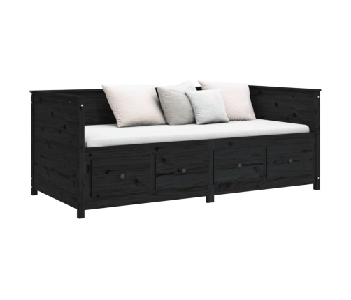 Sofá cama madera maciza de pino negro 75x190 cm