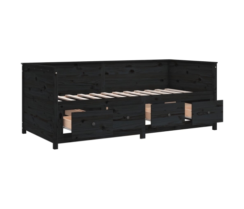 Sofá cama madera maciza de pino negro 75x190 cm