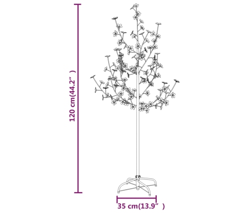 Árbol LED con flor de cerezo 84 LED blanco cálido 120 cm