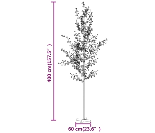 Árbol LED con flor de cerezo 672 LED blanco cálido 400 cm