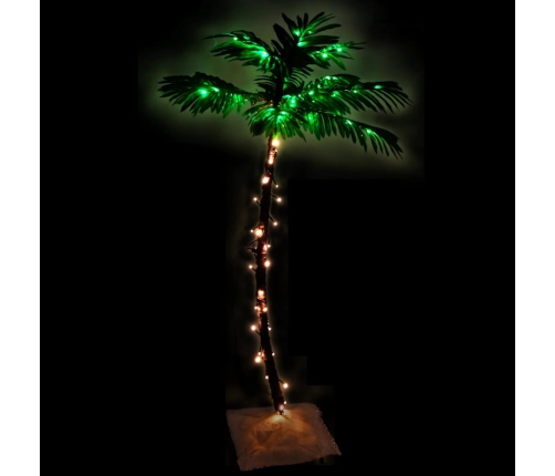 Palmera artificial con 72 LED blanco cálido 120 cm