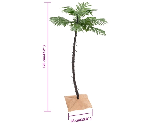 Palmera artificial con 72 LED blanco cálido 120 cm