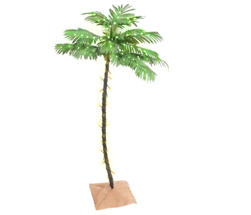 Palmera artificial con 88 LED blanco cálido 150 cm